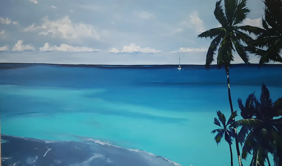 Caribbean Sea View — oil on canvas, 100 × 60 cm