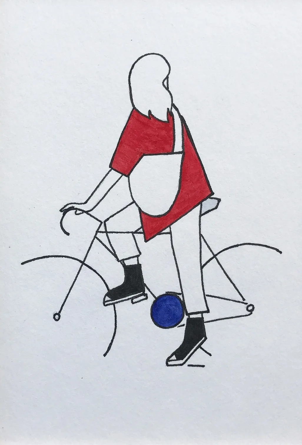 Cyclist in Red — pastel on paper, 15 × 20 cm
